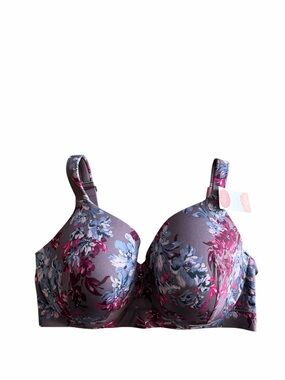 Cacique Comfort Bliss Lightly Lined Full Coverage Bra 38DDD Purple/FLORAL